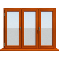 Трехстворчатое деревянное окно из лиственницы Модель 093